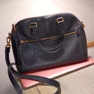 Marc Jacob Black Leather Vintage Handbag with Brass Hardware